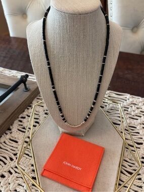 John Hardy Heishi Black Onyx And Sterling Silver 4 mm Beaded Necklace - 22” -NWT